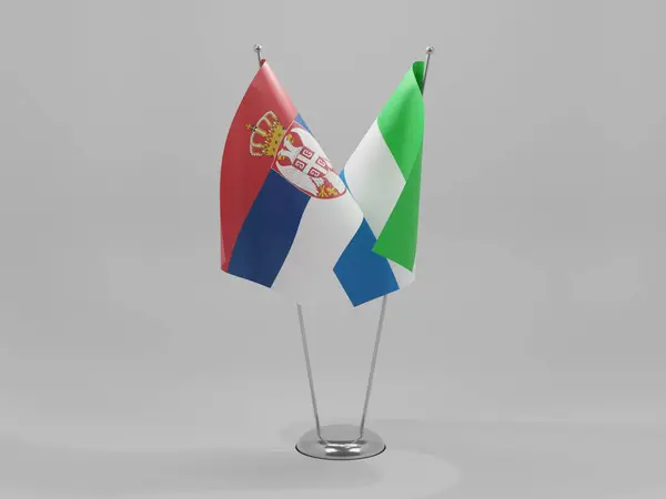 Sierra Leone Drapeaux Coopération Serbie Fond Blanc Render — Photo