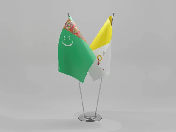 Ciudad Del Vaticano Turkmenistán Banderas Cooperación Fondo Blanco Render —  Fotos de Stock