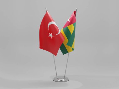 Togo - Türkiye İşbirliği Bayrakları, Beyaz Arkaplan - 3D Yapılandırma