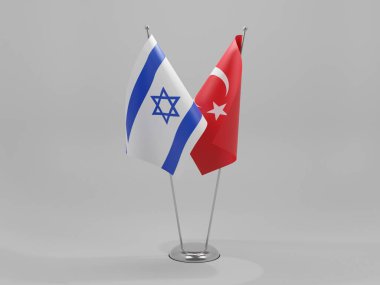 Türkiye - İsrail İşbirliği Bayrakları, Beyaz Arkaplan - 3D Hazırlama