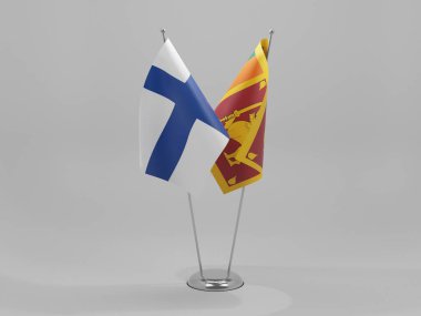 Sri Lanka - Finlandiya İşbirliği Bayrakları, Beyaz Arkaplan - 3D Render