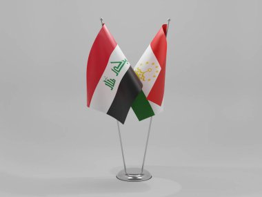 Tacikistan - Irak İşbirliği Bayrakları, Beyaz Arkaplan - 3D Yapılandırma