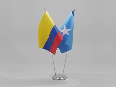 Somali - Kolombiya İşbirliği Bayrakları, Beyaz Arkaplan - 3D Render
