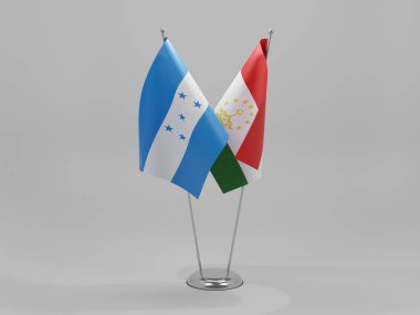 Tacikistan - Honduras İşbirliği Bayrakları, Beyaz Arkaplan - 3D Render