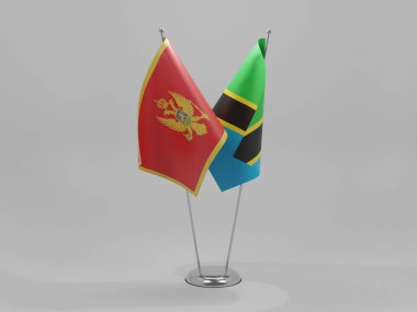 Tanzanya - Karadağ İşbirliği Bayrakları, Beyaz Arkaplan - 3D Hazırlama