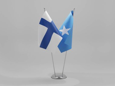 Somali - Finlandiya İşbirliği Bayrakları, Beyaz Arkaplan - 3D Yapılandırma
