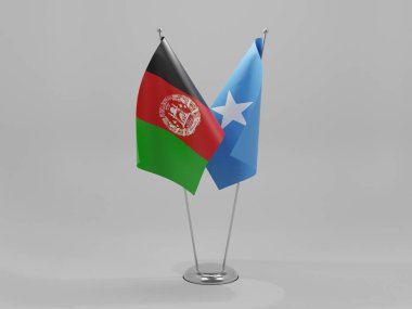 Somali - Afganistan İşbirliği Bayrakları, Beyaz Arkaplan - 3D Yapılandırma