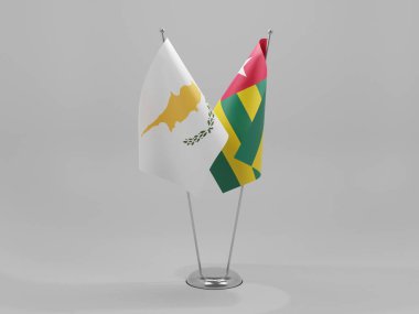 Togo - Kıbrıs İşbirliği Bayrakları, Beyaz Arkaplan - 3D Hazırlama