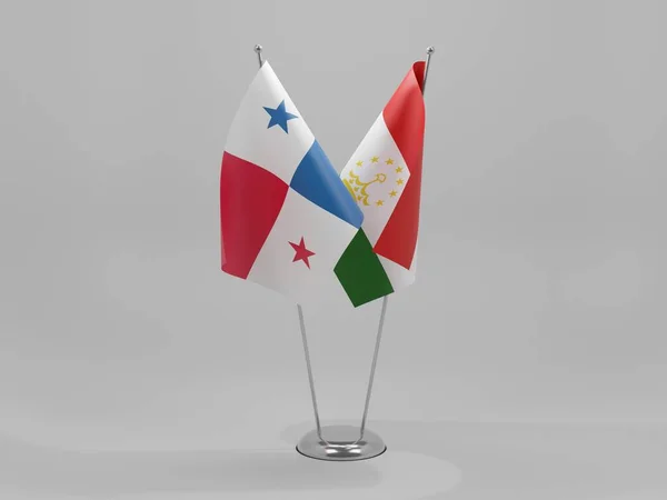 塔吉克斯坦 巴拿马合作旗 白色背景 3D渲染 — 图库照片