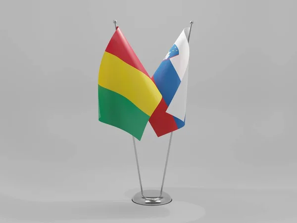 Eslovenia Banderas Cooperación Guinea Fondo Blanco Render —  Fotos de Stock