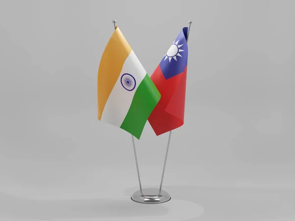 Taiwan India Cooperation Flags White Background Render — Stock Photo, Image