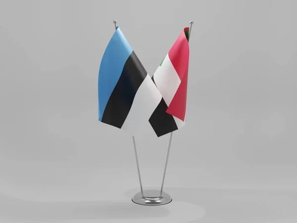 Σουδάν Εσθονία Σημαίες Συνεργασίας Λευκό Φόντο Render — Φωτογραφία Αρχείου