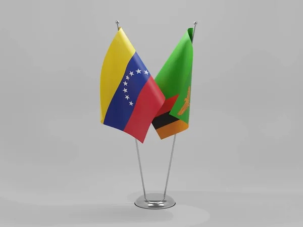 Zambie Drapeaux Coopération Venezuela Fond Blanc Render — Photo