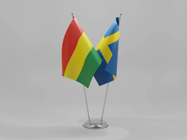 スウェーデン ボリビア協力旗 白背景 3Dレンダリング — ストック写真