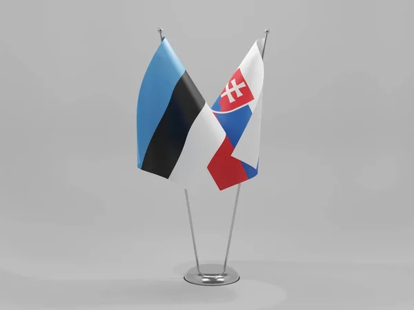 Словаччина Естонія Прапори Співробітництва Білий Фон Рендер — стокове фото