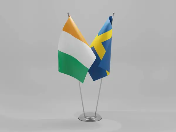 Suecia Banderas Cooperación Cote Ivoire Fondo Blanco Render — Foto de Stock