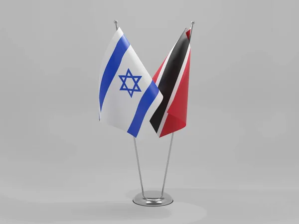 Trinidad ve Tobago - İsrail İşbirliği Bayrakları, Beyaz Arkaplan - 3D Render