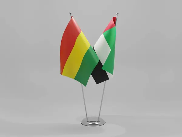 Zjednoczone Emiraty Arabskie Boliwia Flagi Współpracy Białe Tło Render — Zdjęcie stockowe