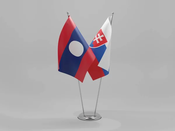 Slovakien Flaggskeppsinitiativet Laos Vit Bakgrund Render — Stockfoto