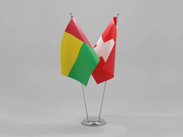 Suisse Drapeaux Coopération Guinée Bissau Fond Blanc Render — Photo