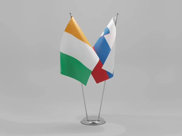 Slowenien Cote Ivoire Flaggen Weißer Hintergrund Render — Stockfoto