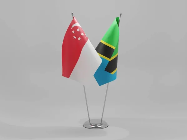 Τανζανία Singapore Cooperation Fags White Background Render — Φωτογραφία Αρχείου