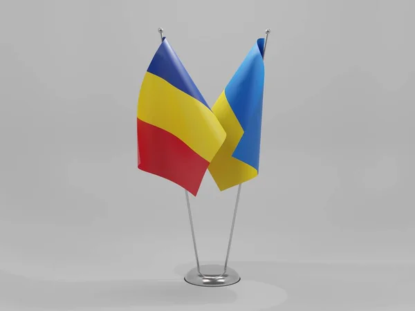 Ukraine Roumanie Drapeaux Coopération Fond Blanc Render — Photo