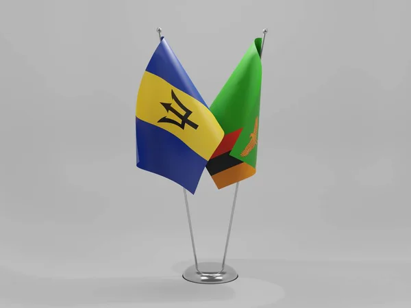 Zambia Bandiere Cooperazione Barbados Sfondo Bianco Render — Foto Stock