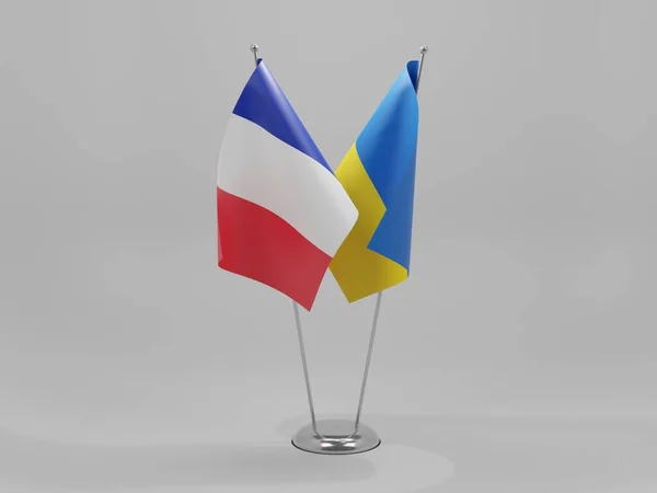 Ukraine France Cooperation Flags White Background Render — стокове фото