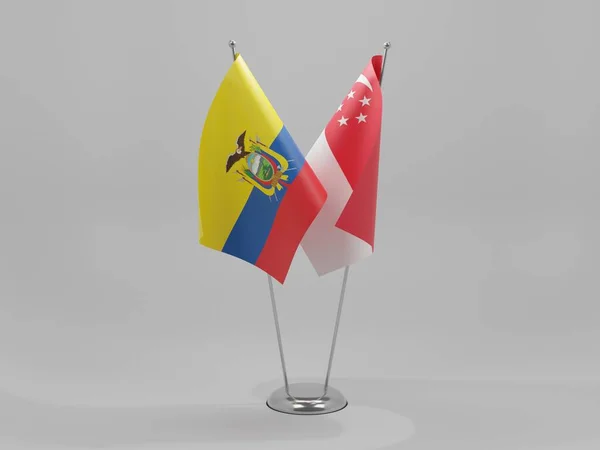 Singapur Ekwador Flagi Współpracy Białe Tło Render — Zdjęcie stockowe