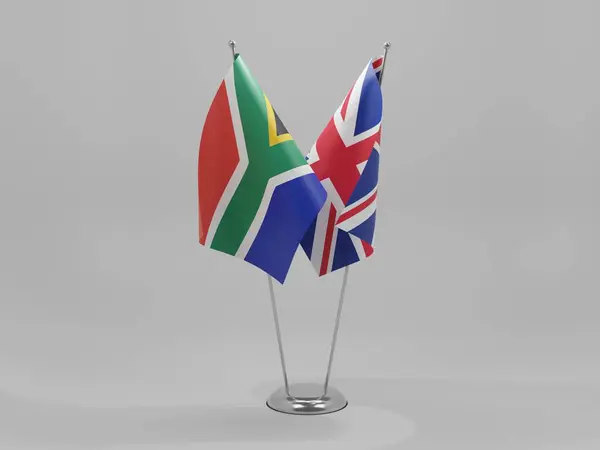 Egyesült Királyság Dél Afrikai Köztársaság Együttműködési Zászlók Fehér Háttér Render — Stock Fotó