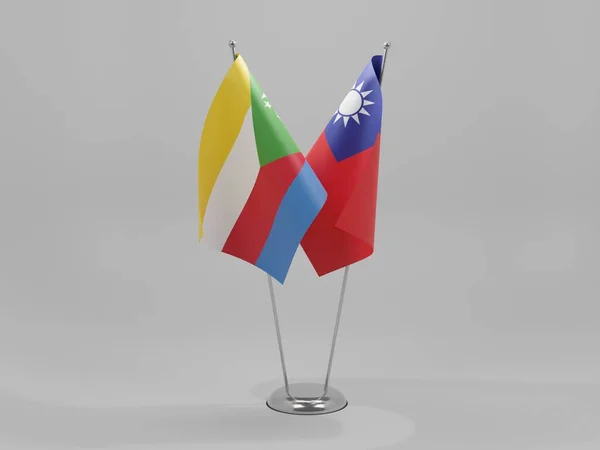 Taiwan Drapeaux Coopération Des Comores Fond Blanc Render — Photo