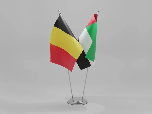 Emiratos Árabes Unidos Banderas Cooperación Bélgica Fondo Blanco Render —  Fotos de Stock