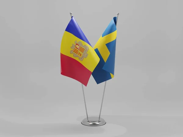 Szwecja Andora Flagi Współpracy Białe Tło Render — Zdjęcie stockowe