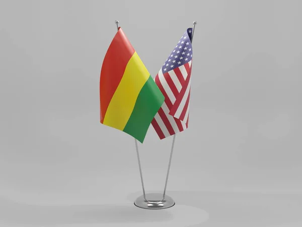 United States America Bolivia Cooperation Flags White Background Render — 스톡 사진