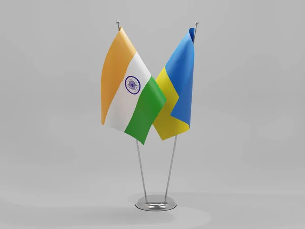 Ukrajna India Együttműködési Zászlók Fehér Háttér Render — Stock Fotó