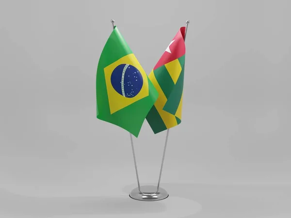 Togo Bandeiras Cooperação Brasil Fundo Branco Render — Fotografia de Stock