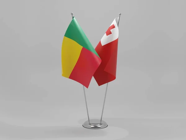 Тонга Бенинские Флаги Сотрудничества Белый Фон Рендер — стоковое фото