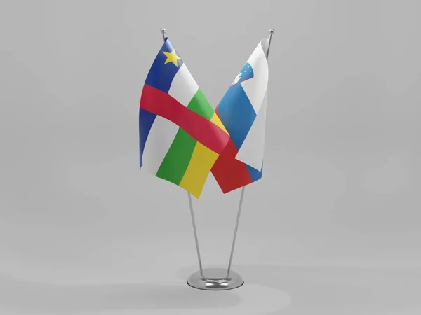 Slovenië Centraal Afrikaanse Republiek Samenwerking Vlaggen Witte Achtergrond Render — Stockfoto