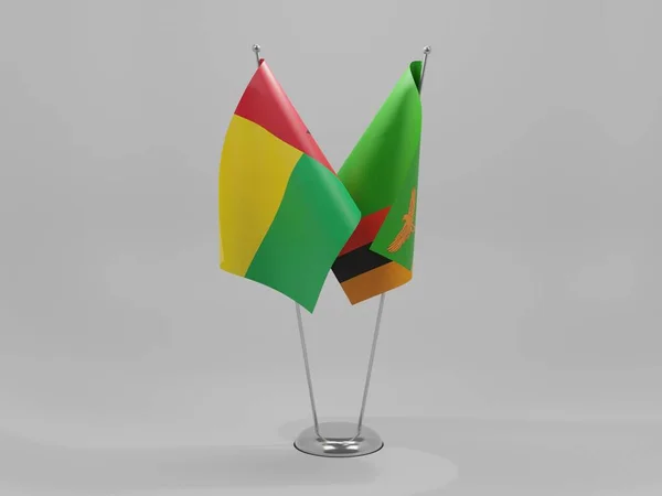 Zambia Guinea Bisusu Cooperation Flags White Background Render — 스톡 사진