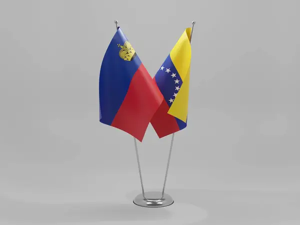 Venezuela Liechtenstein Samenwerkingsvlaggen Witte Achtergrond Render — Stockfoto