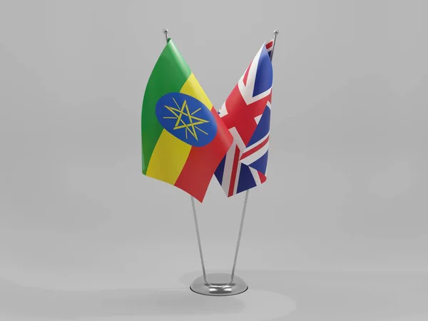 Reino Unido Etiopía Banderas Cooperación Fondo Blanco Render — Foto de Stock