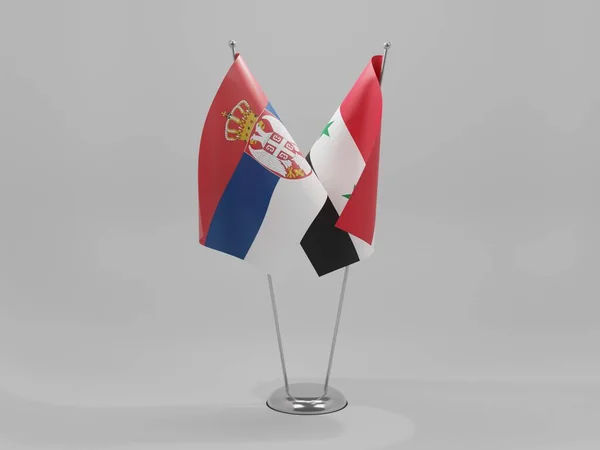 Syria Serbia Cooperation Flags White Background Render — Stock Photo, Image