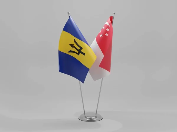 Singapur Banderas Cooperación Barbados Fondo Blanco Render — Foto de Stock