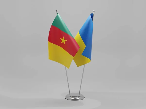 Ukraine Kamerun Kooperationsfahnen Weißer Hintergrund Render — Stockfoto