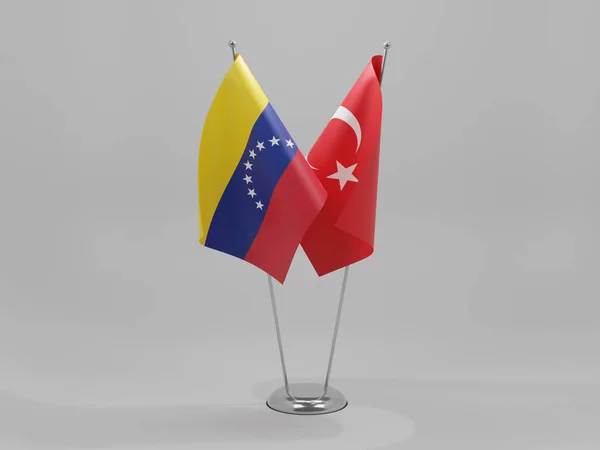 Turquia Venezuela Bandeiras Cooperação Fundo Branco Render — Fotografia de Stock