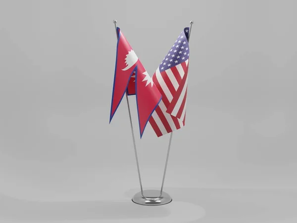 Ηνωμένες Πολιτείες Αμερικής Σημαίες Συνεργασίας Νεπάλ Λευκό Φόντο Render — Φωτογραφία Αρχείου