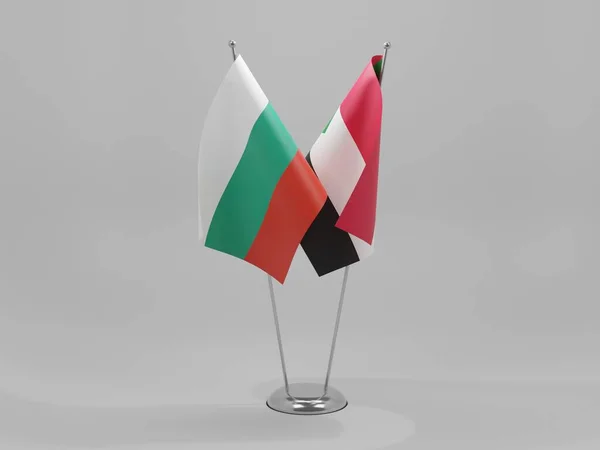 Sudan Bulgariens Samarbetsflaggor Vit Bakgrund Render — Stockfoto