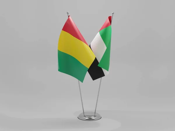 Zjednoczone Emiraty Arabskie Flagi Współpracy Gwinei Białe Tło Render — Zdjęcie stockowe