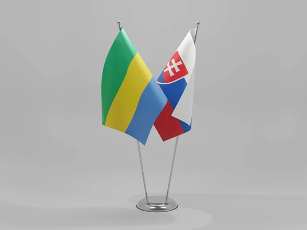 Slovacchia Bandiere Cooperazione Gabon Sfondo Bianco Render — Foto Stock
